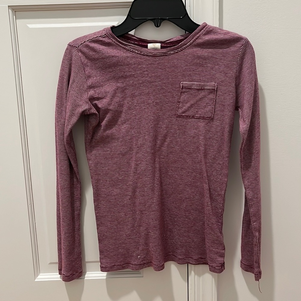 Tucker and Tate medium 10/12 striped kids long sleeve purple and white shirt